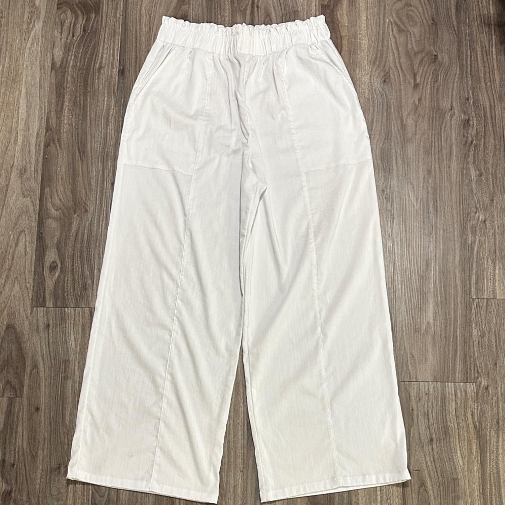 Elegant White Wide Leg Women's Pants